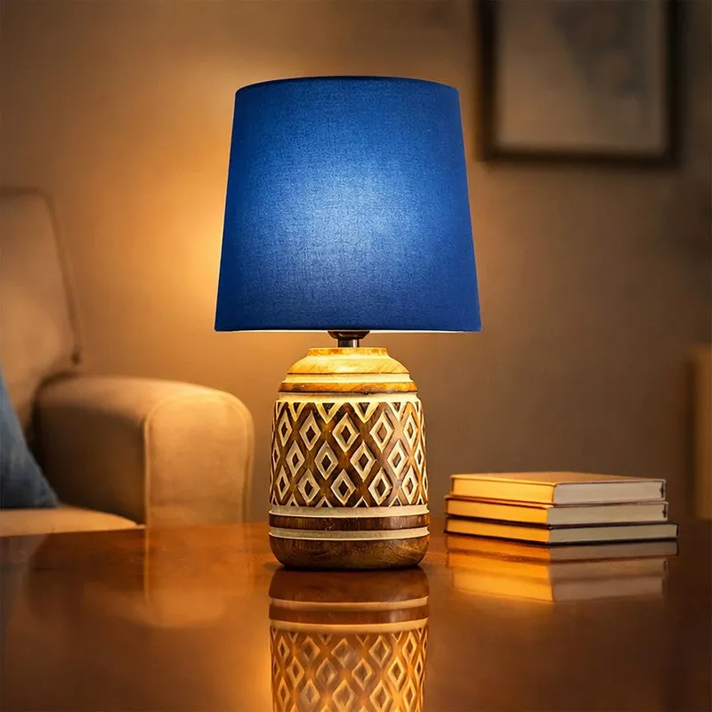 CleanEdge Wooden Table Lamp - Blue media 3