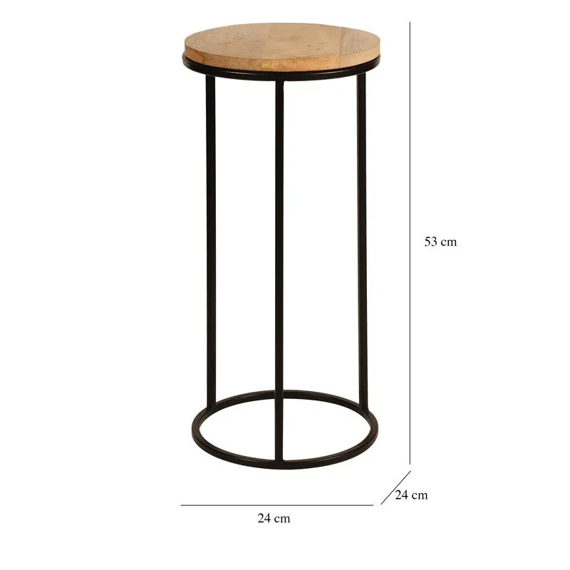 Wooden Top Base Aluminum Side Table - Large media 7