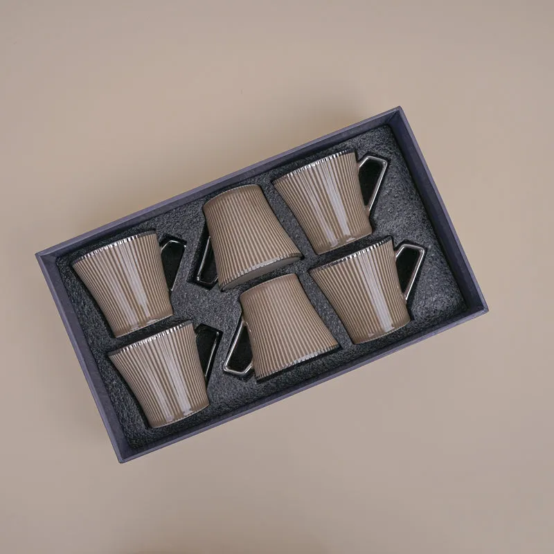 Thira Porcelain Tea Cup (180 mL Each/Brown) - Set of Six media 5