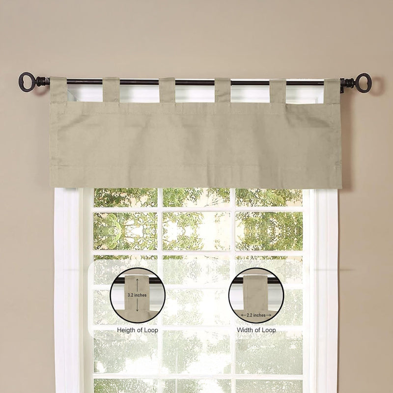 Tab Tale Flat Curtain Valance (Beige) - Set Of Two media 4