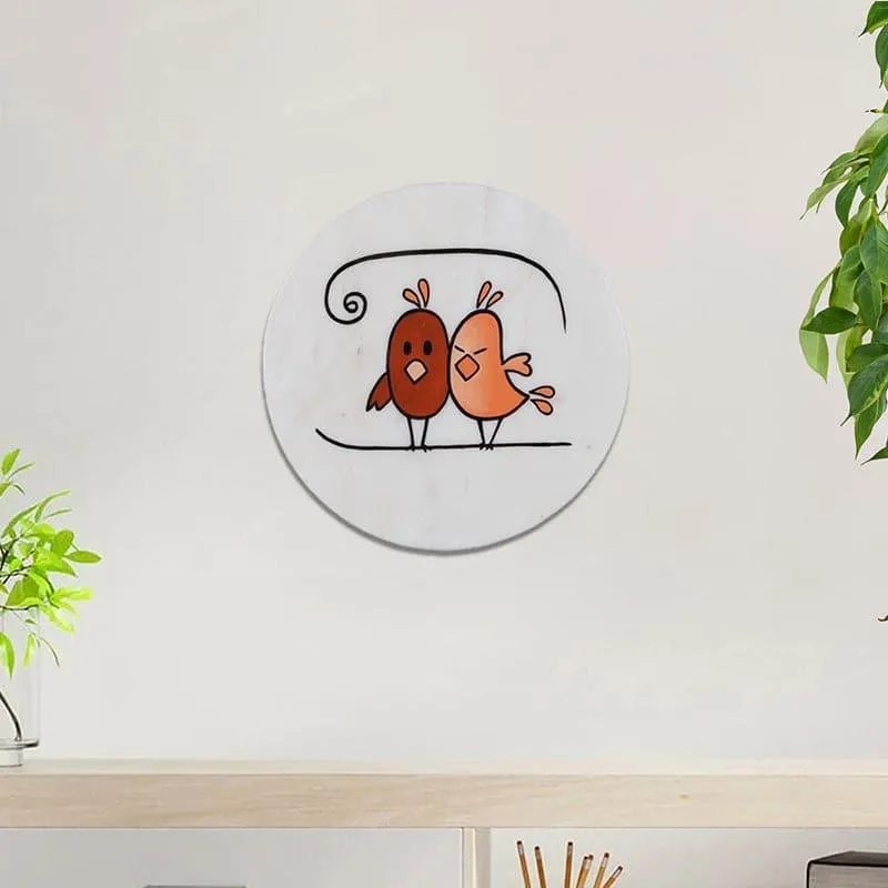 Birdie Darling Hand Painted Marble Wall Accent media 1