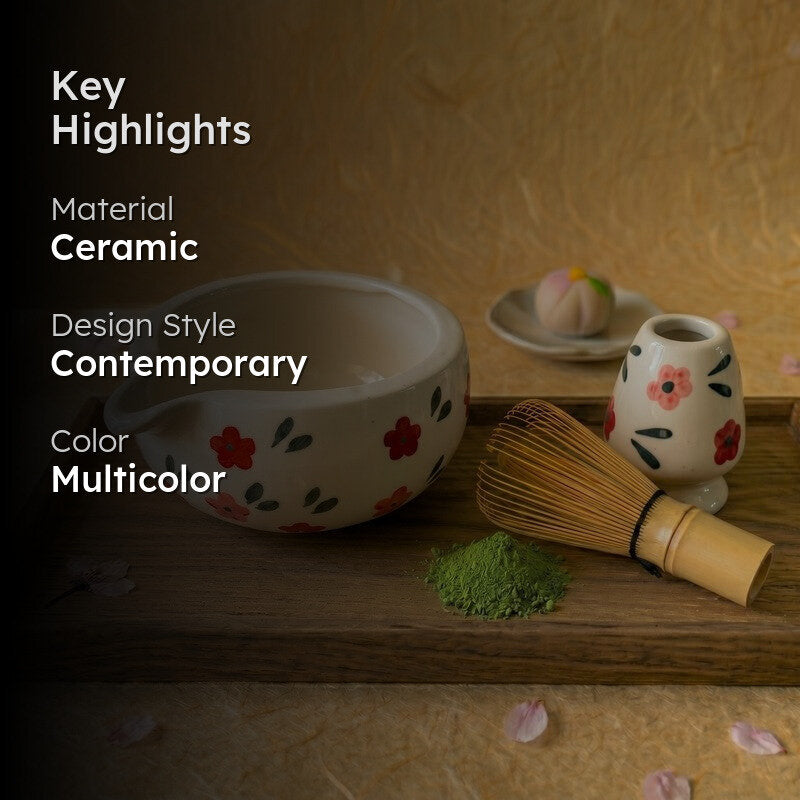 Kumo Ceramic Matcha Bowl & Whisk Holder Set - 550 mL media 2