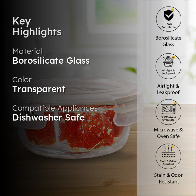 Oliva Round Glass Storage Container - 400 ML media 2
