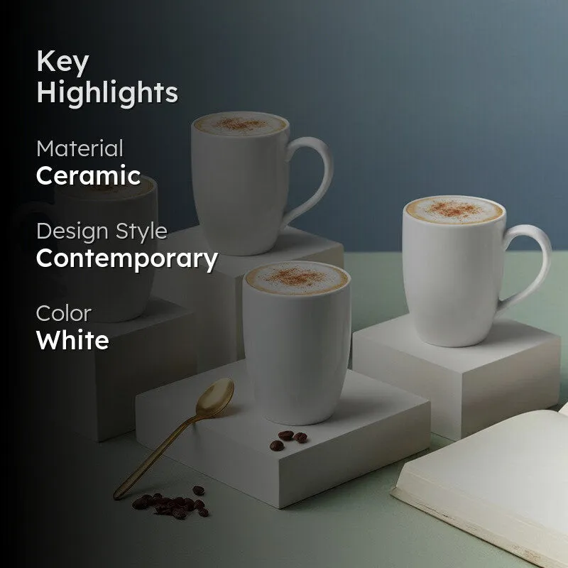 Kopi Ceramic Coffee Mug (White/350 mL Each) - Set Of Four media 2