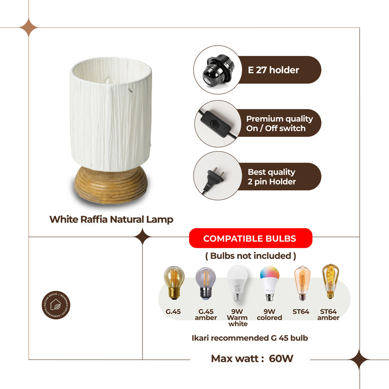 NoirLit Boho Mango Wood Table Lamp - Beige media 5