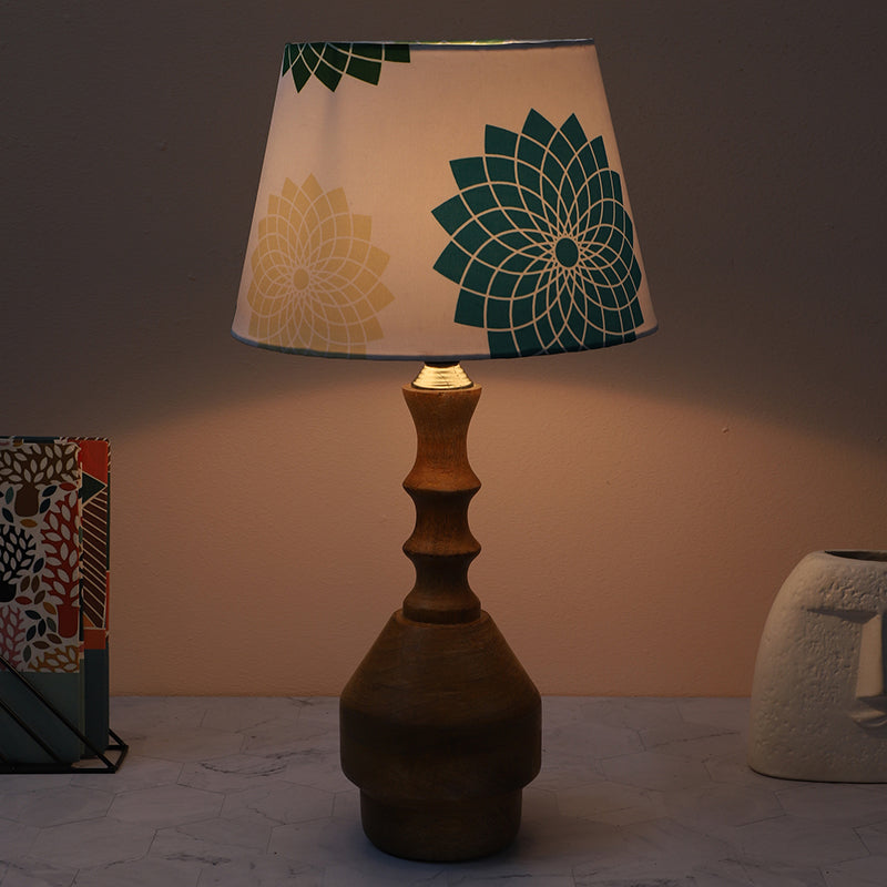 Akari Glyph Printed Mango Wood Table Lamp
