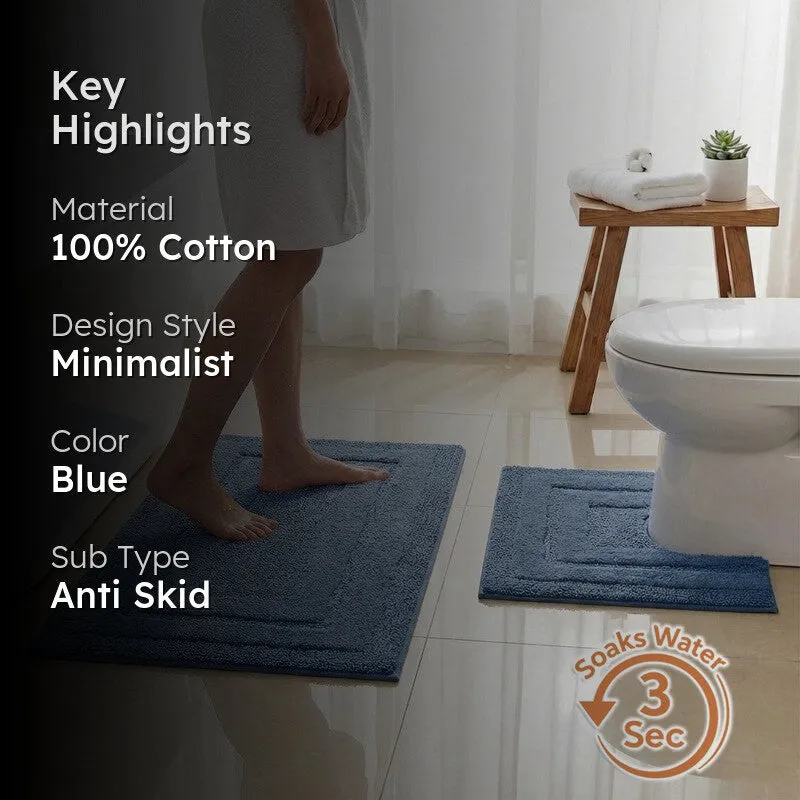 Aqualoom Anti skid Bath Mat (Blue) - Set Of Two media 2