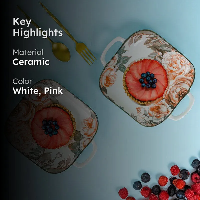 Maduva Floral Square Platter - Set Of Two media 2