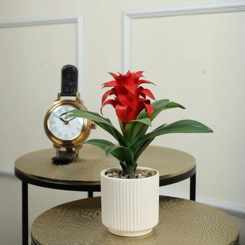 Artificial Red Ginger Lily Bonsai Plant With Ceramic Pot - 0.7 Feet media 1