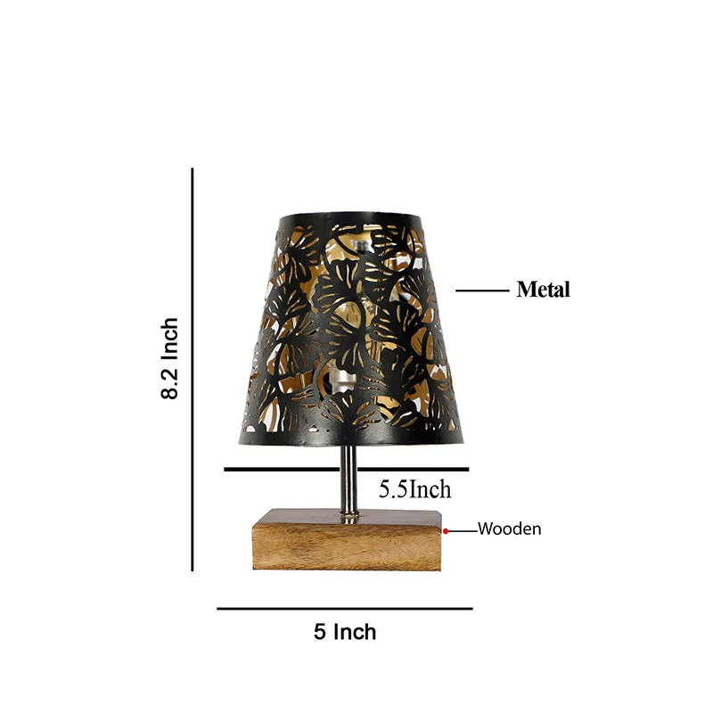 Niksha Flora Etched Metal Table Lamp - Black,Brown media 5
