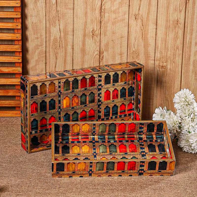 Rasdhara Wood Serving Tray (Medium & Small) - Set Of Two media 3