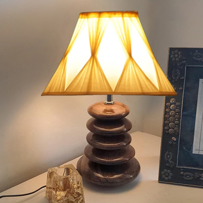 Lurvex Cotton Table Lamp With Wooden Base - White