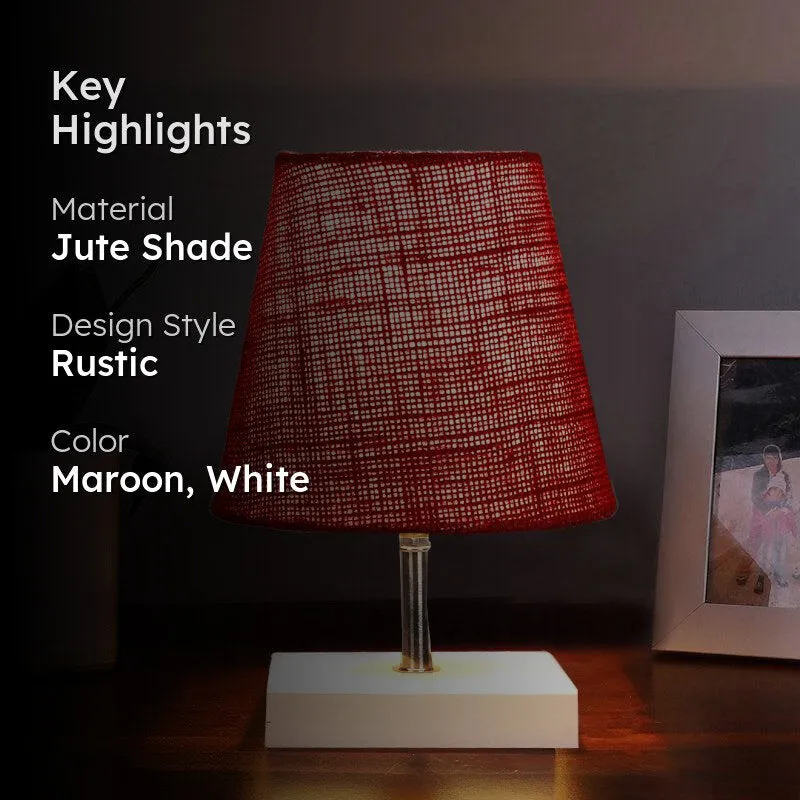 Alsa Jute Table Lamp - Maroon,White media 2