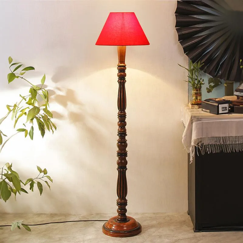 Tira Vintage Wooden Floor Lamp - Red media 1