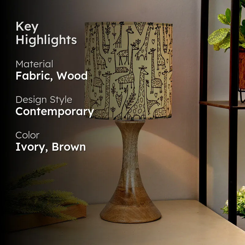 Doodled Savannah Grace Fabric Table Lamp - Ivory,Brown media 2