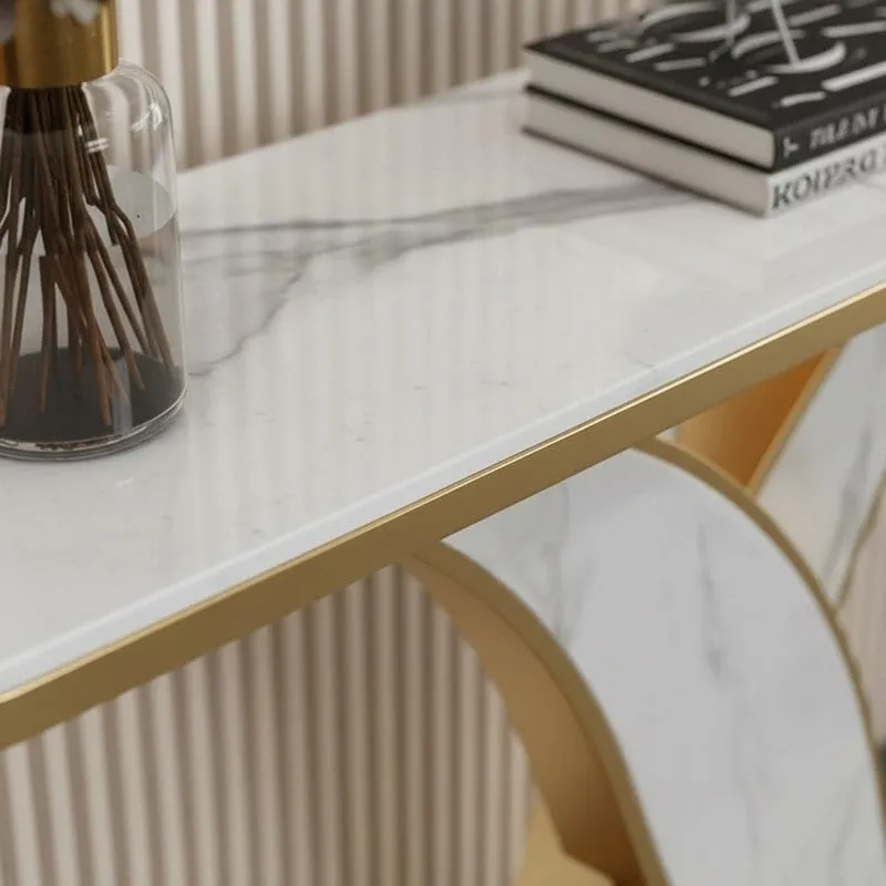 X Base Metal Console Table with Marble Base - Small media 3