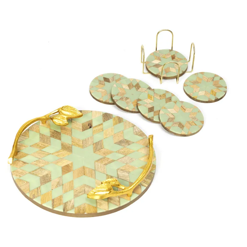 Blue Star Round MDF Platter With Coaster - Eight Piece Set media 5
