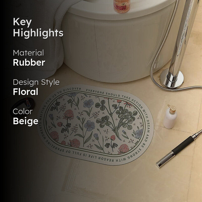 Elegant Fiora Anti-Skid Rubber Bath Mat media 2