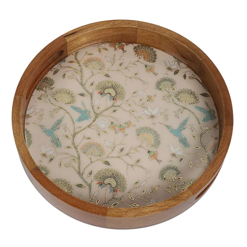 Blossom Glow Round Wooden Serving Tray - Set of Two media 5