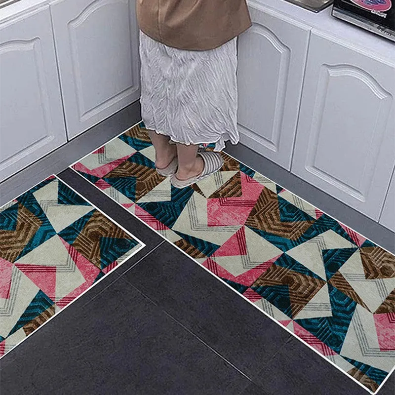 EdgeAbstra Polyester Kitchen Floor Mats (Pink,Grey) - Set of Two media 5