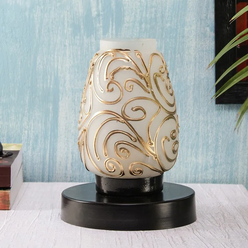 Spledra Glass Table Lamp With Wooden Base - Multicolor media 3