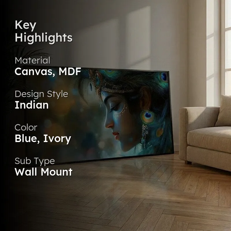 Krishnas Mystic Glow Canvas Wall Painting With Frame media 2