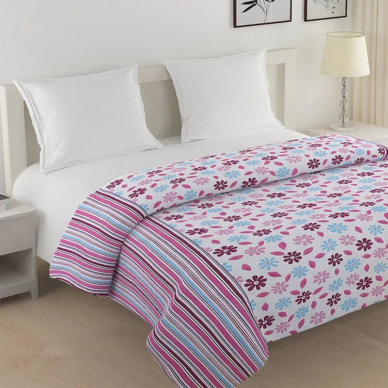 Swayam Smera Floral Cotton Comforter (Purple & Blue) - 150 GSM media 6