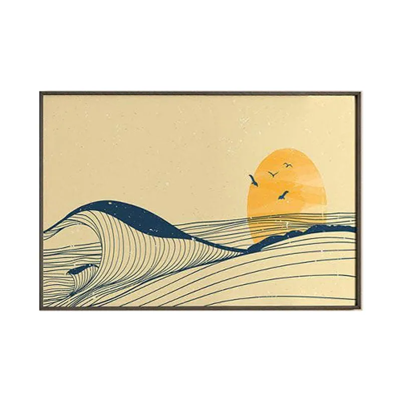 Ocean Wave Landscape Canvas Painting - Black Frame media 6