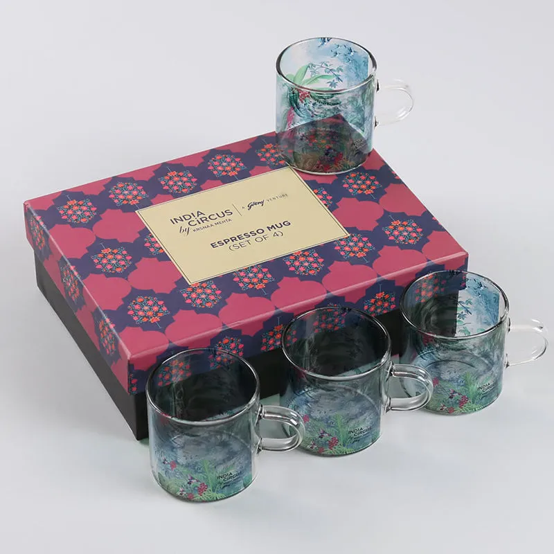 India Circus Glass Tea Cup (130 mL Each)/Transparent,Blue)- Set of Four media 7