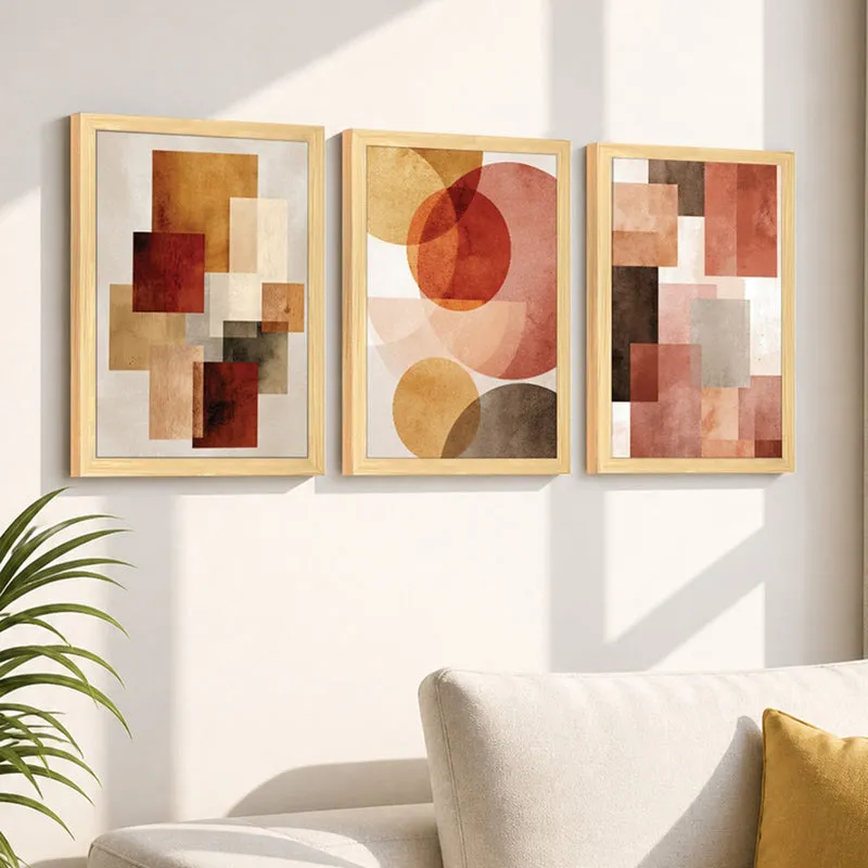 Linea Geometric Wall Painting - Set of Three media 1