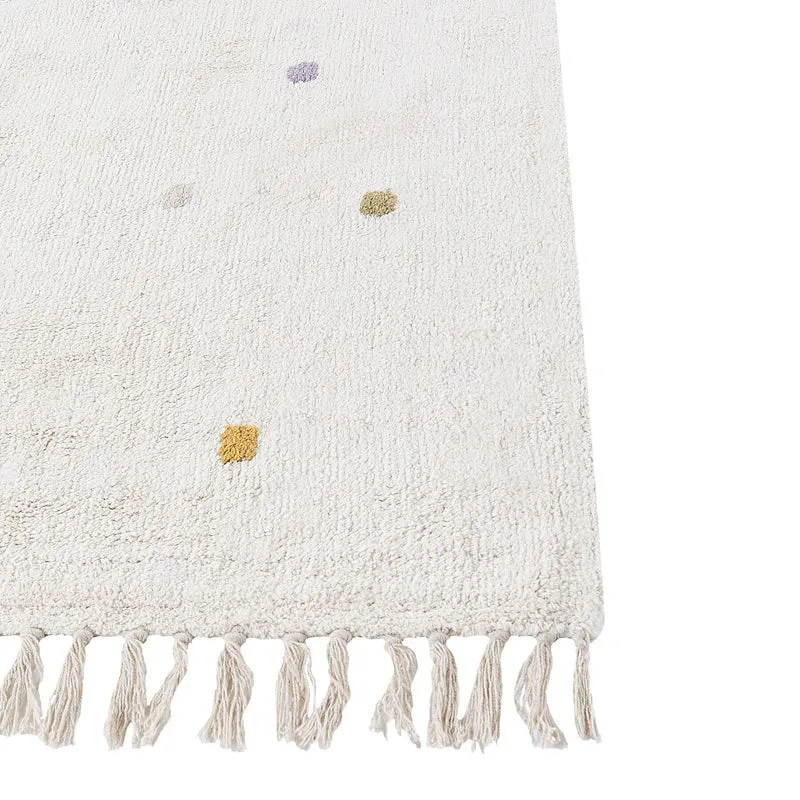 Polka Drops Tufted Cotton Area Rug - White, Multicolor - 4