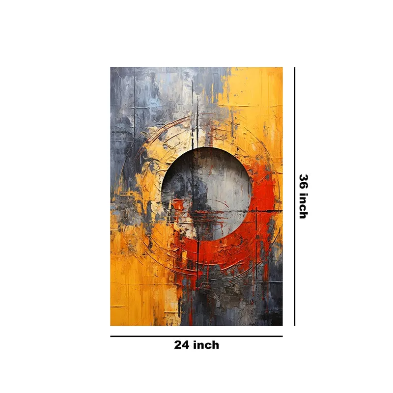 Flamma Cinere Abstract Poly Canvas Wall Painting - Grey & Yellow media 9