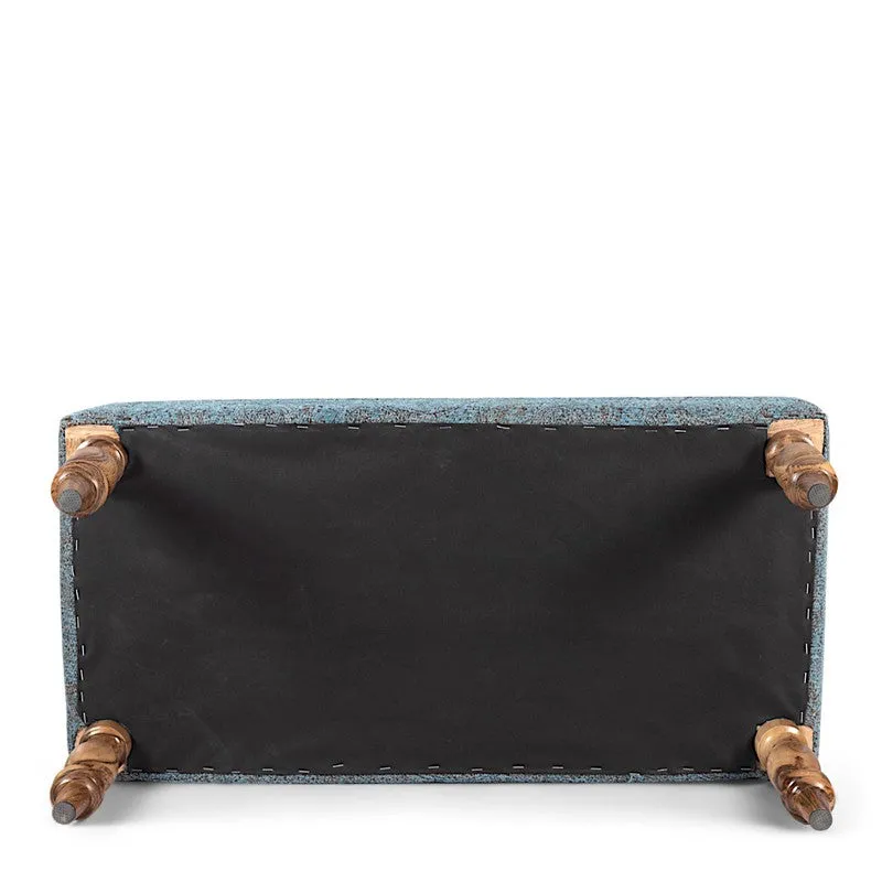 Dexon Sheesham Wooden Bench with Stools (Blue) - Three Piece Set media 6