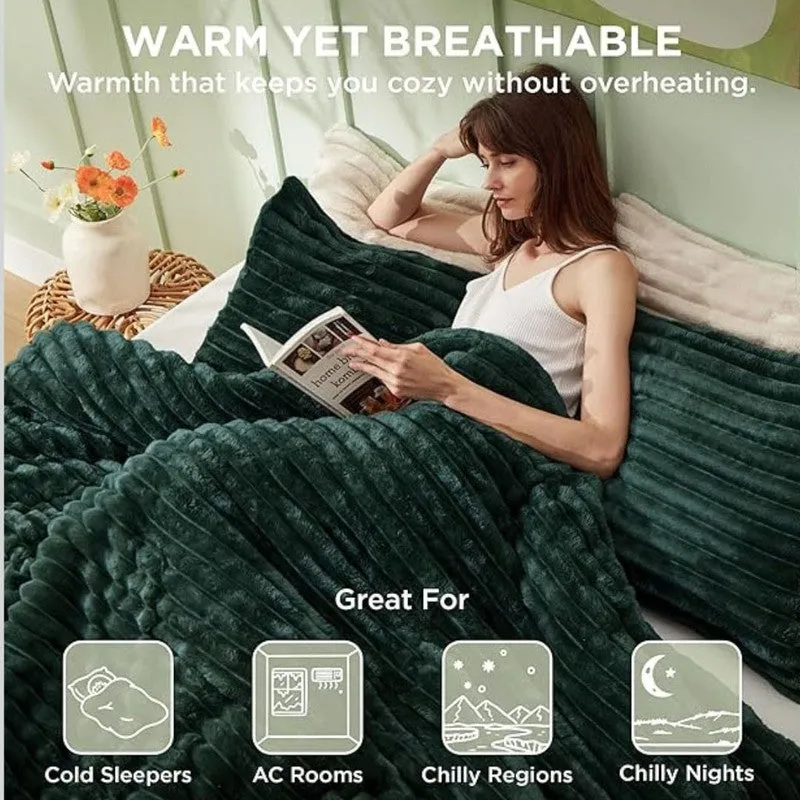 SleepScape Faux Fabric Blanket (Green)- 300 GSM media 9