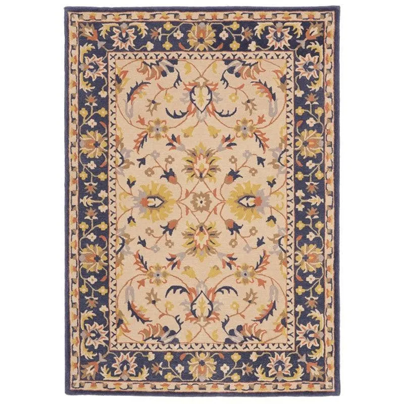 Sekhmet Hand Tufted Ethnic Wool & Nylon Carpet - Navy Blue media 1