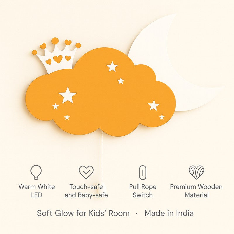 Sleepy Night Sky Cloud Battery Operated MDF Wall Lamp - Orange media 10