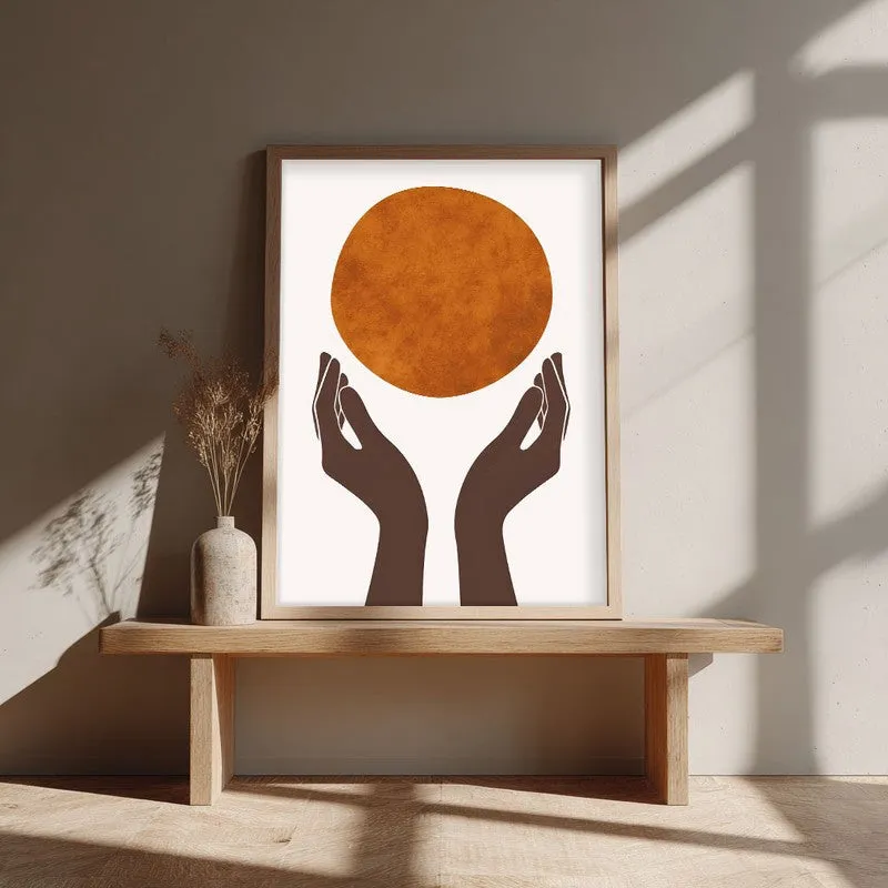 Holding the Sun Canvas Wall Painting With Brown Frame media 4