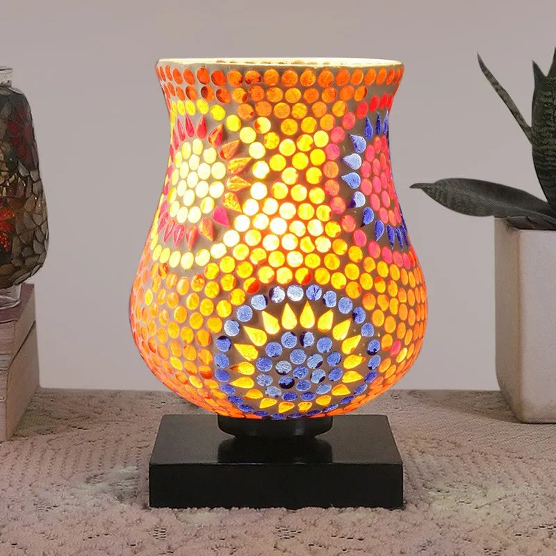 Lumet Mosaic Glass Table Lamp With Wooden Base - Multicolor media 2