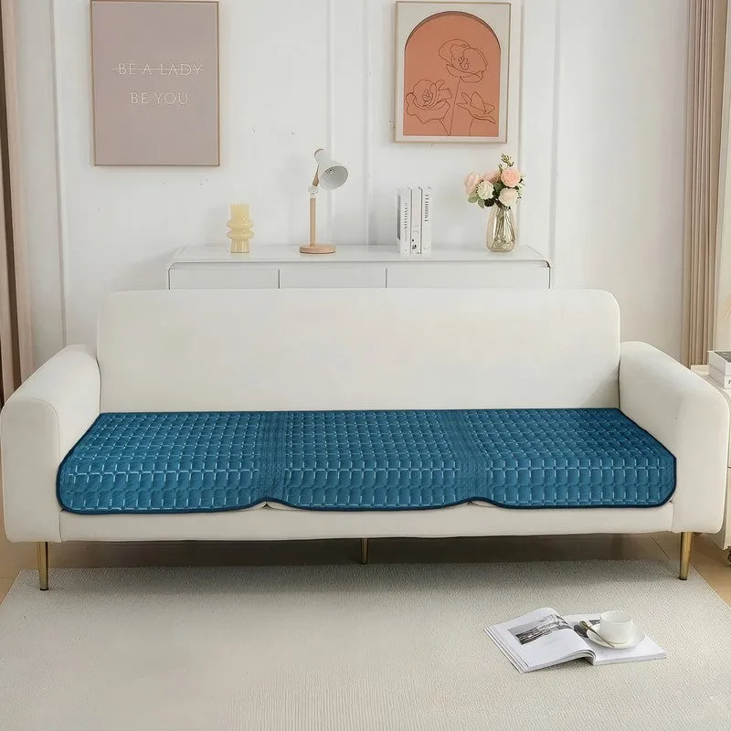 GeoWeave Velvet Sofa Cover - Blue media 1