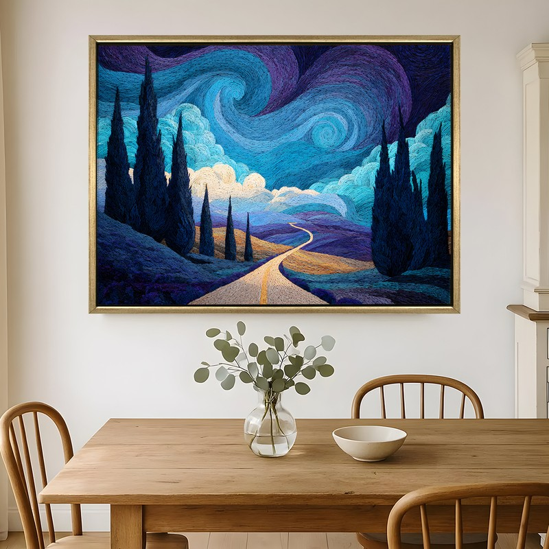 Golden Nebula Canvas Wall Painting With Frame