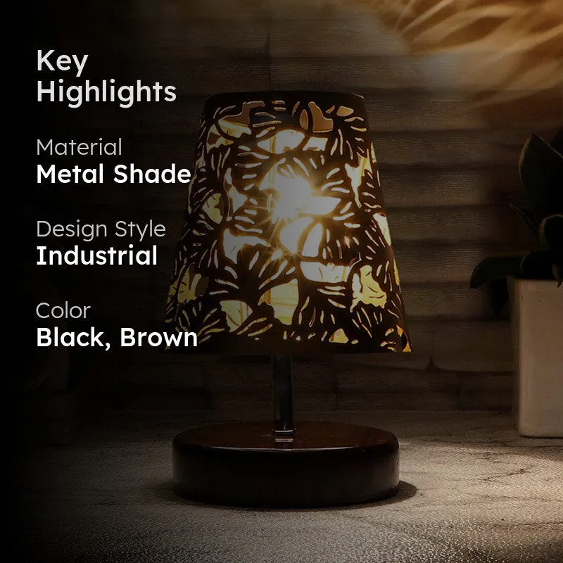 Mita Etched Metal Table Lamp - Black,Brown media 2