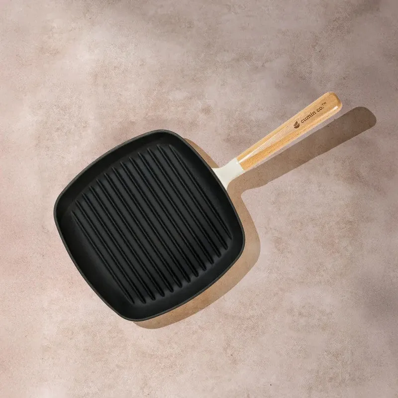 Cumin Co Enamel Cast Iron Grill Pan - White media 6