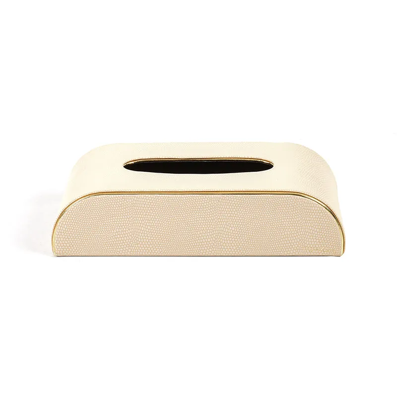 Tisquo Curve Faux Leather Tissue Box - Ivory media 3