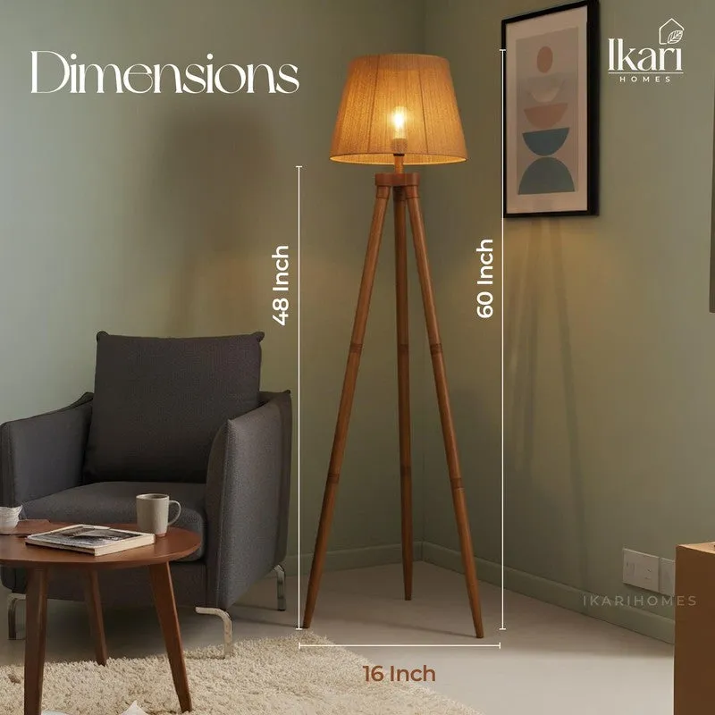 Nordic Tripod Acacia Wood Floor Lamp - 10