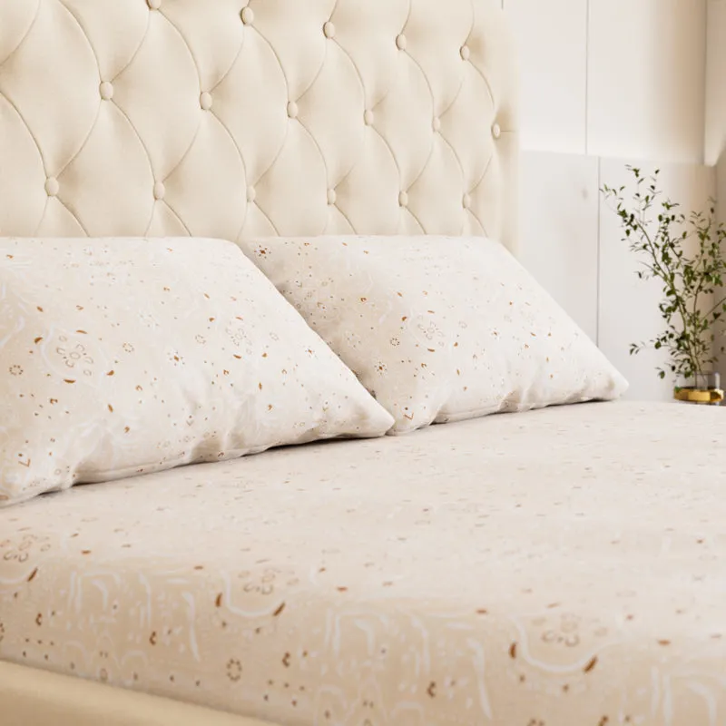 Meadow Ethnic Cotton Bedsheet (Peach) - 180 TC media 3