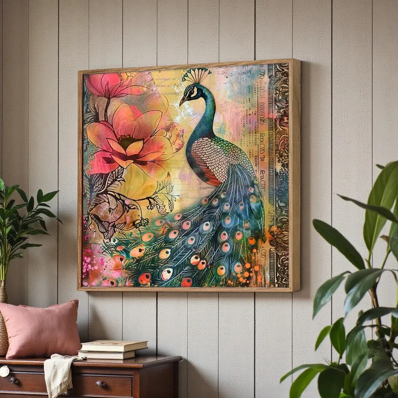Colors Of Mayura Canvas Wall Art With Frame media 1