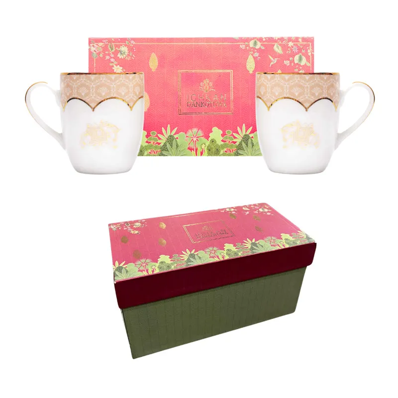 Gilded Legacy Coupe 24k Gold Brushed Porcelain Coffee Mug(280 mL Each/Peach) - Set Of Two media 8