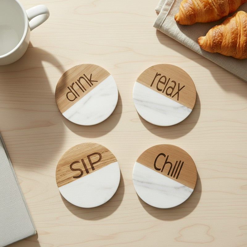 Bronze Drift Engraved Marble Coasters - Set Of Four