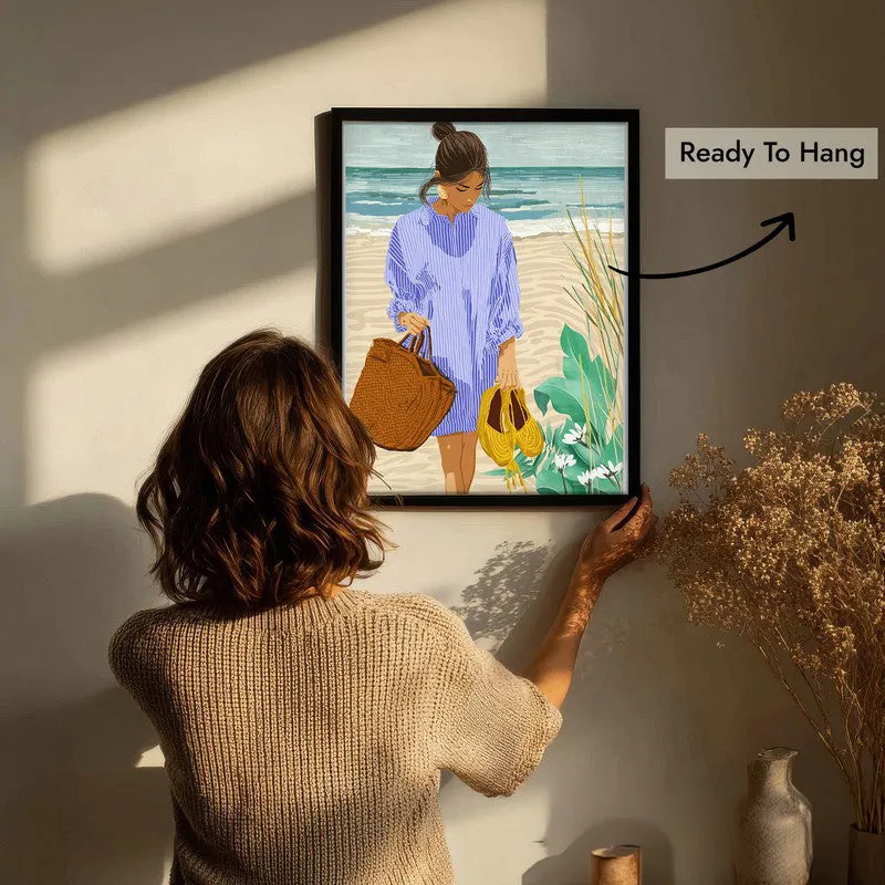 Sandy Shore Canvas Wall Painting - Black Frame media 7