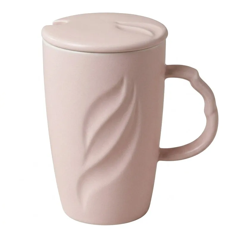 Wavy Ceramic Coffee Mug (400 mL) - Pink media 6